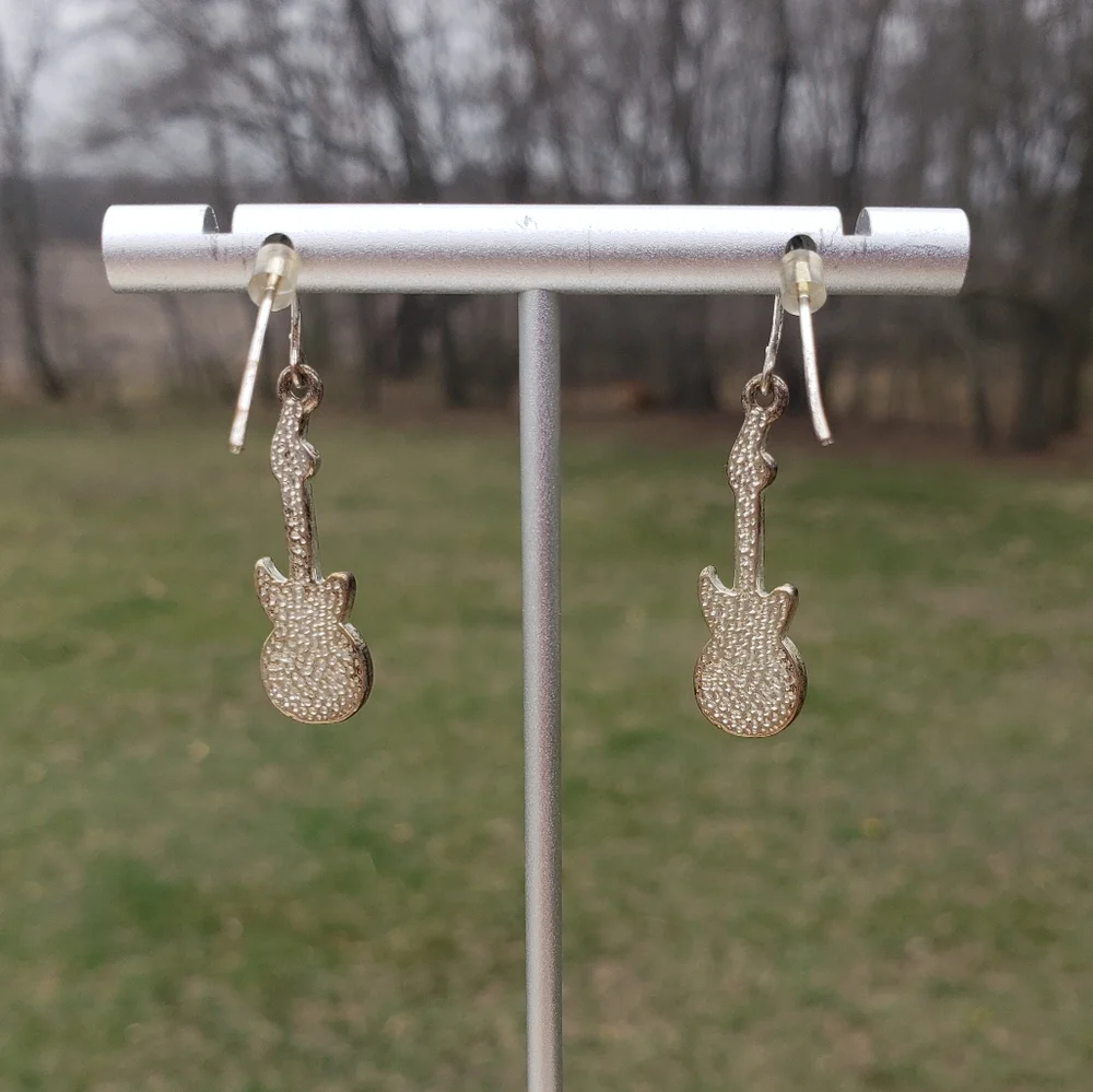 Red Guitar Earrings - Picture 3 of 4